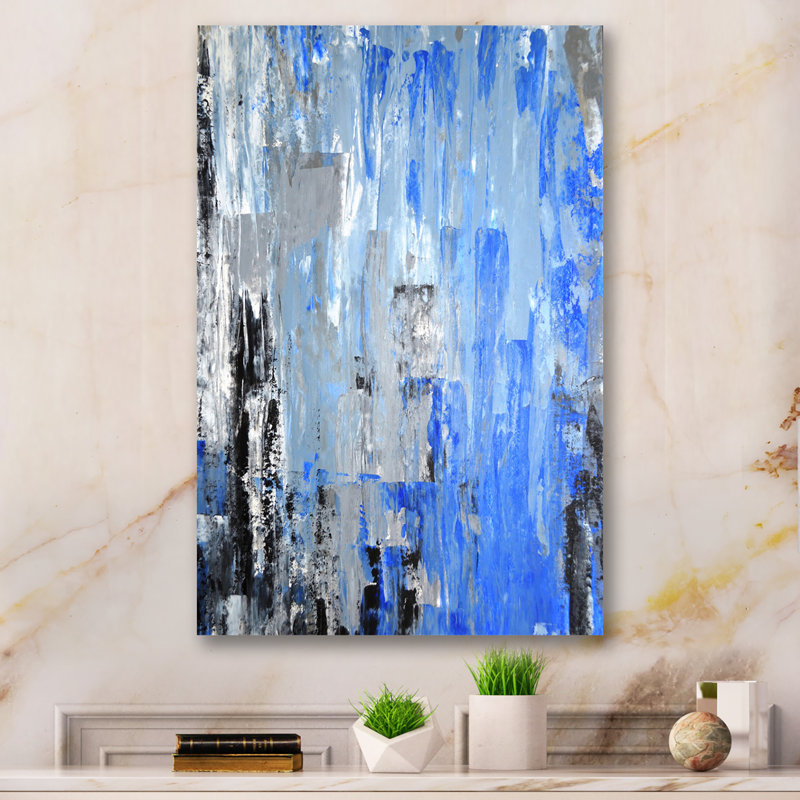 Art moderne gris et bleu II 2PT47745, H 20 po x l 12 po x P 1 po