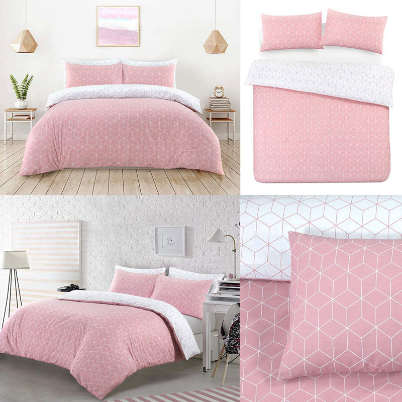 Pink/White 132 TC, Double - 2 Standard Pillowcases