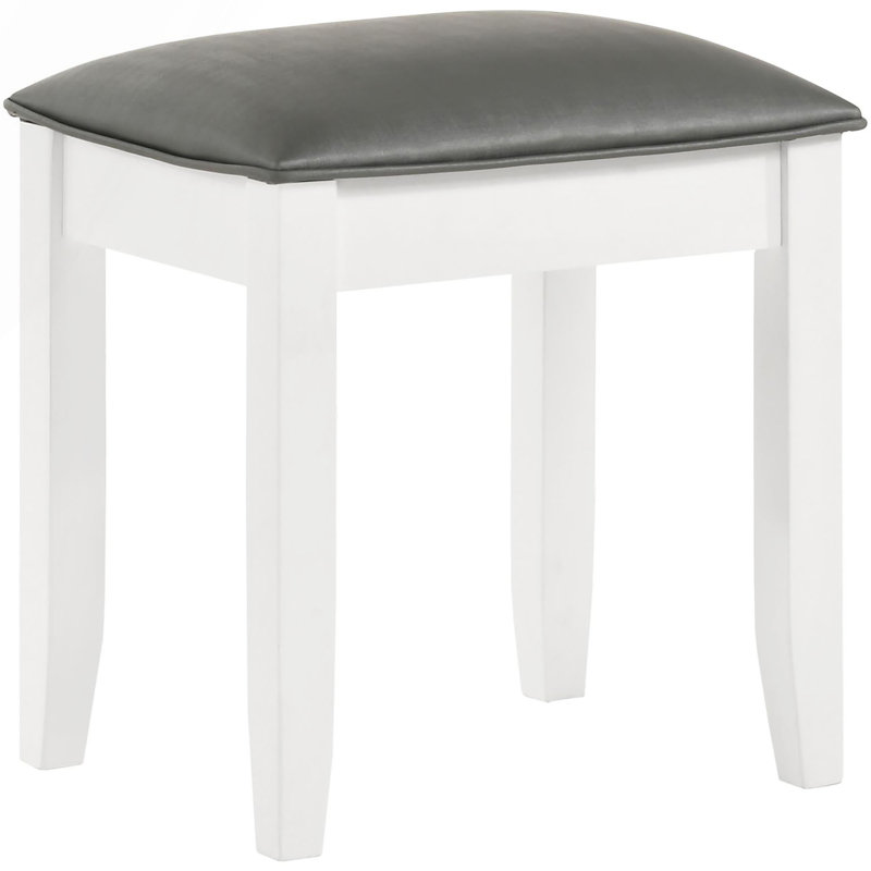 Tabouret de coiffeuse blanc brillant avec siège rembourré