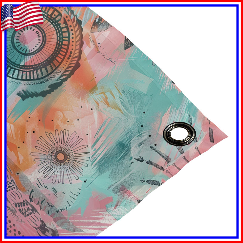 Tapisserie murale abstraite - art mural, H 68 po x l 80 po avec 4 œillets