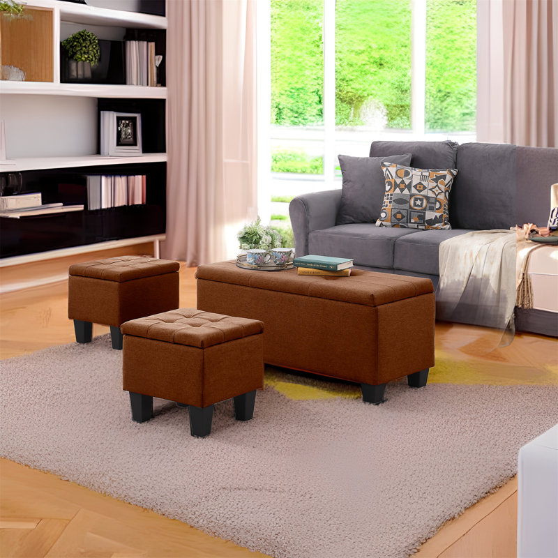 Ensemble de 3 bancs de rangement à dessus rabattable Marcelous