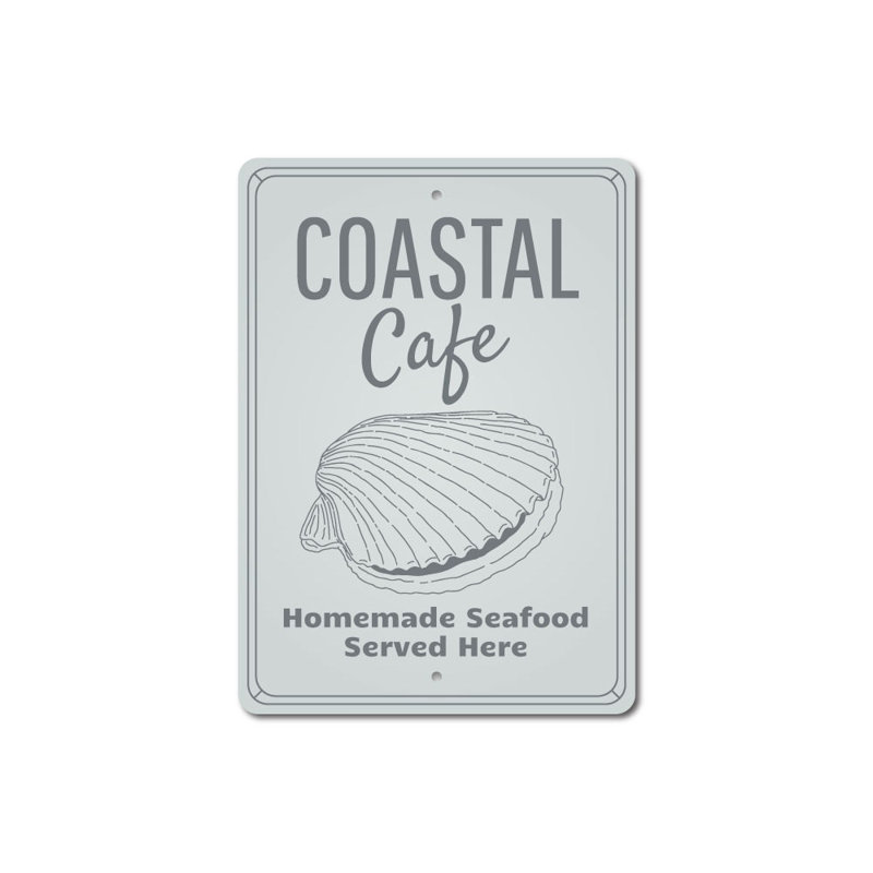 Plaque en aluminium Coastal Cafe, H 14 po x l 10 po x P 0,04 po