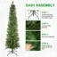 Arbre de Noël au crayon vert 5 pi - Arbre en PVC mince avec 263 pointes, conception compacte, support en métal stable, pour petits espaces et coins-525103060