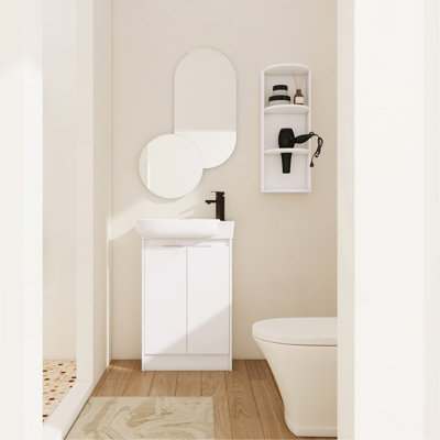 23" Freestanding Bathroom Vanity With Sink And Storage Rack, Soft Close Doors