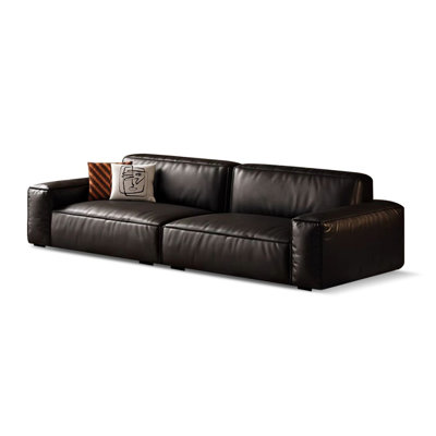 Black Genuine Leather Modular Sofa cushion couch