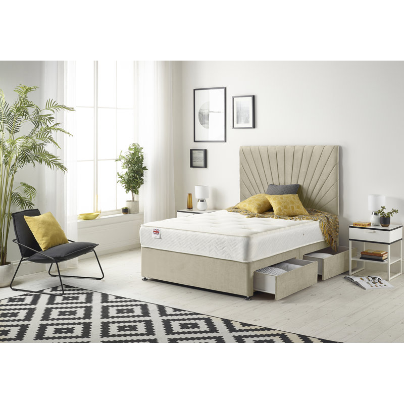 Poynor Bed with Mattress, Wheat, Small Double (4'), 2 Drawers