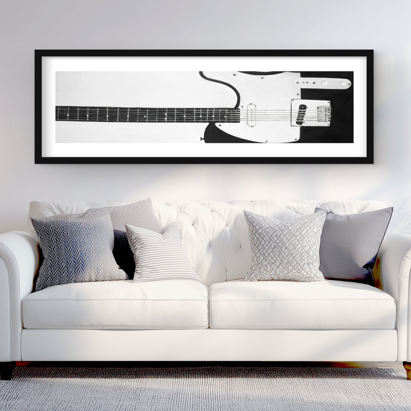 Black Rock Guitar - Framed Matted Print for Man Cave Decor