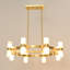 Lustre moderne en albâtre à 16 lumières et laiton satiné.-93962425