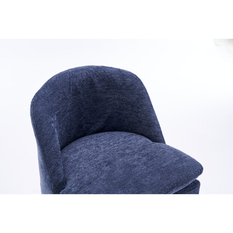 Ensemble de 2 chaises de salle à manger en chenille avec roues universelles, Bleu