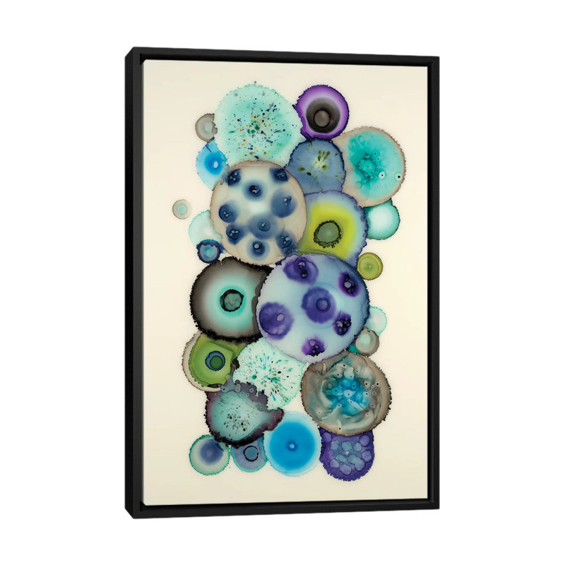 « géodes ii » par laura van horne, impression sur toile, H 48 po x l 32 po x P 1,5 po, Toile avec cadre noir, Pas de tapis