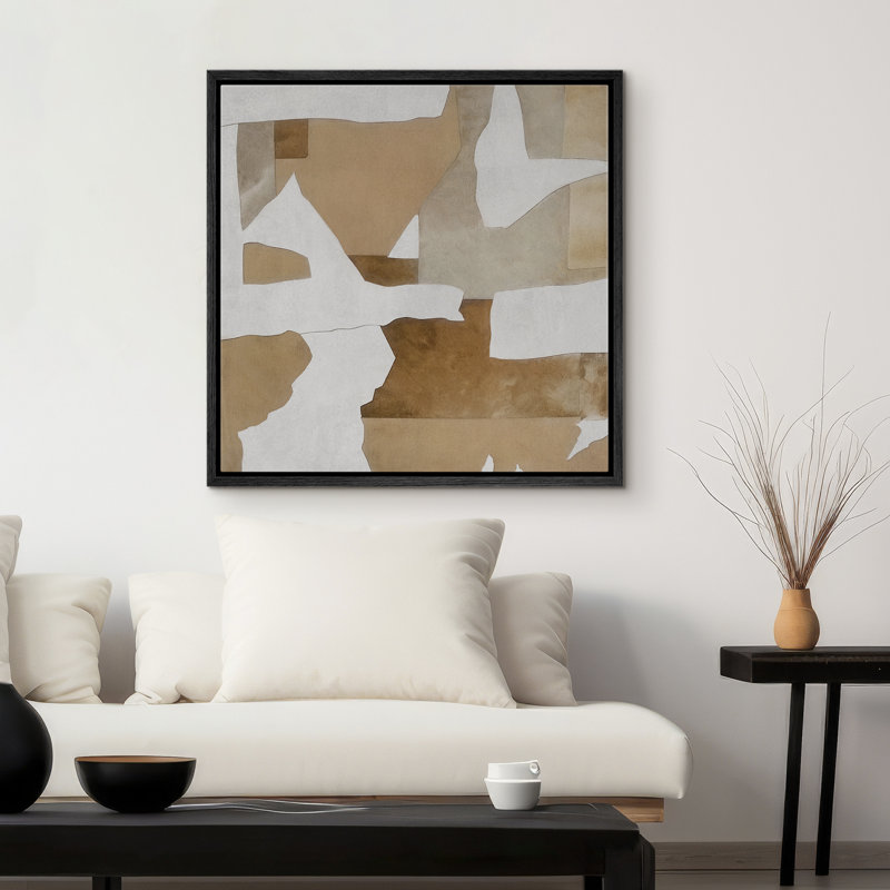Reproduction d'art sur toile encadrée moderne, Noir, noir, noir, noir, H 16 po x l 16 po