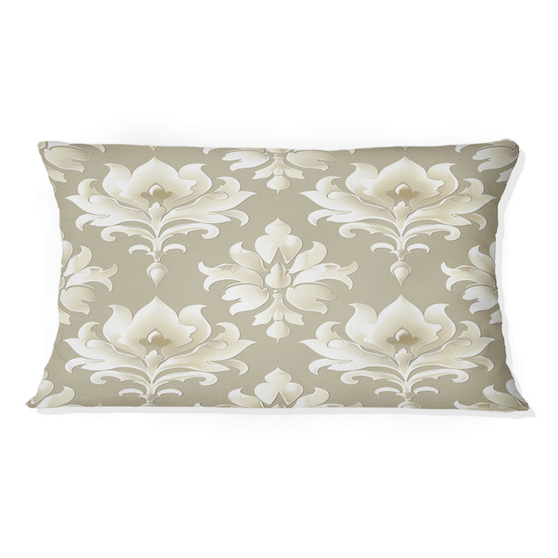 Coussin lombaire traditionnel beige à imprimé quadrilobe I