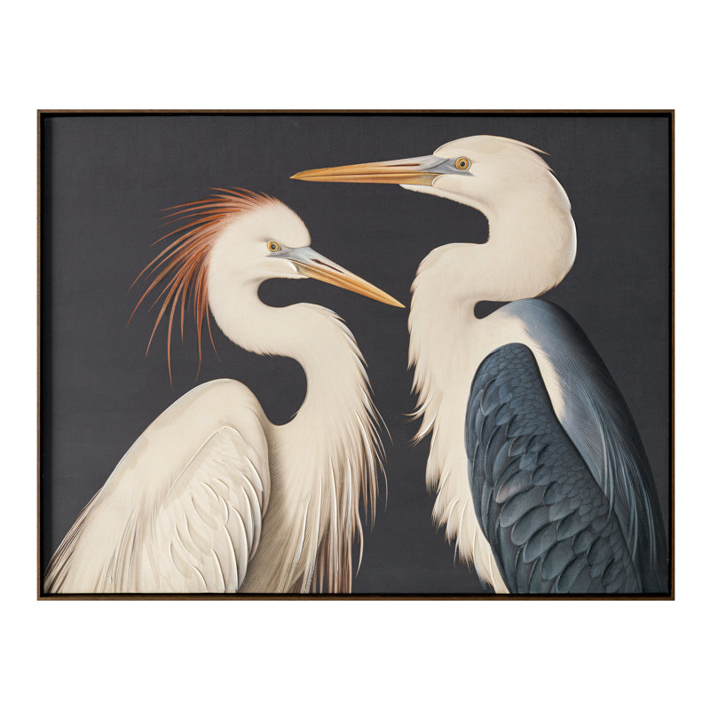 Two cranes Framed Painting Multicolor