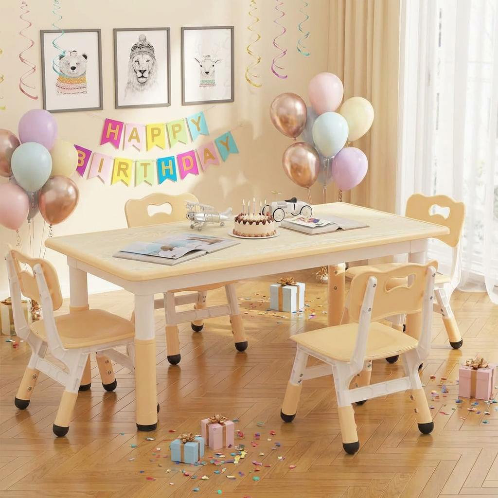 Kids 5 Piece Rectangular Play Or Activity Table and Chair Set