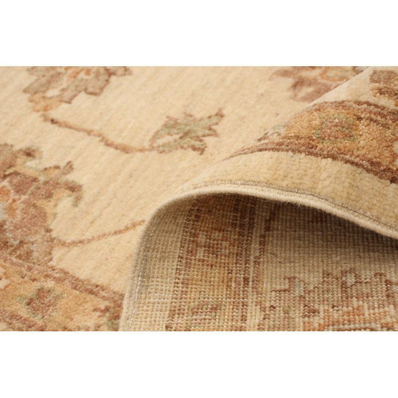 Tapis de bois one-of-kind-noué la 2010 ushak ivoire/crème 6 pi 2 po x 9 pi en laine de 6 po Adwell
