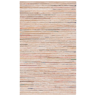 Karletta Woven Jute/Canvas/Cotton Performance Striped Rug in Natural/Rust