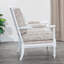 Fauteuil Spindle, finition blanche, tissu cachemire taupe