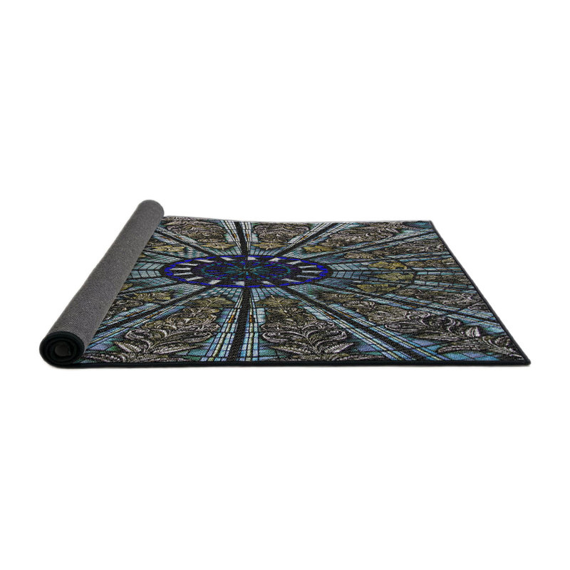 Tapis brun/gris tissé à la machine, Rond 3 pi