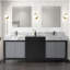 Ensemble de meuble-lavabo double avec plateau en marbre gris château et robinet en métal