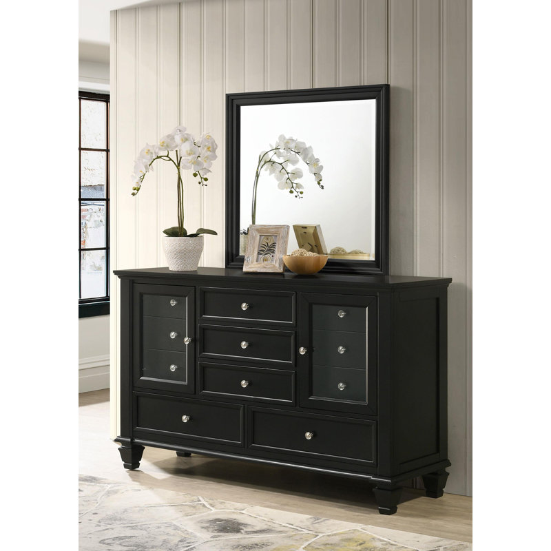 Commode 11 tiroirs avec miroir , Noir