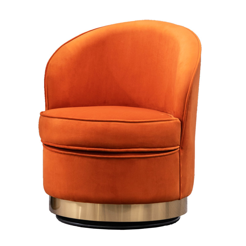 Fauteuil inclinable et pivotant en velours orange, Orange