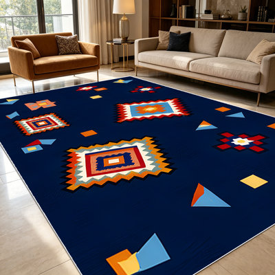 1PC Bohemian Geometric Southwestern Ethnic Patchwork area rugs for Living Room, Soft and Comfortable, Suitable for all seasons, easy-to-maintain, machine washable, suitable for bedroom, entryway, kitchen, patio, Home Decor, Outdoor Decor.