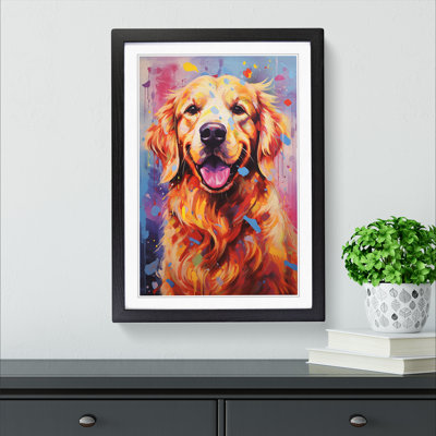 Golden Retriever Hard Edge Painting - Framed Print