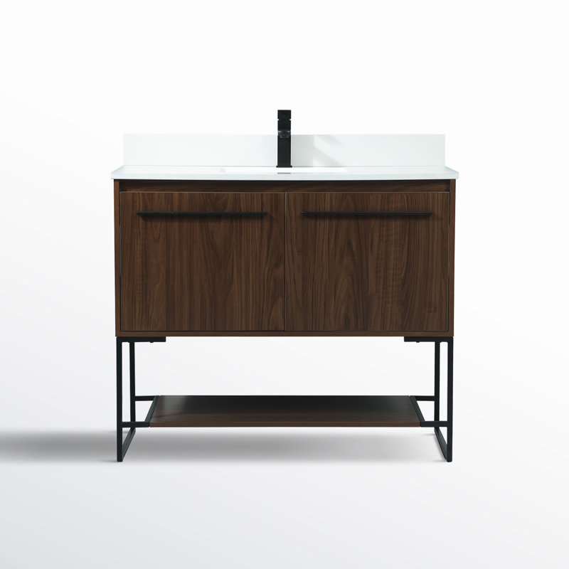Ensemble de meuble-lavabo simple 40 po Rozell, Noyer