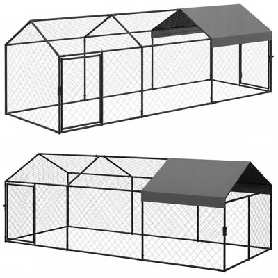 Grand poulailler métallique à 4 compartiments et 4 portes, cage à volailles extérieure en acier galvanisé pour jardin, enclos anti-prédateurs pour poules, canards et lapins