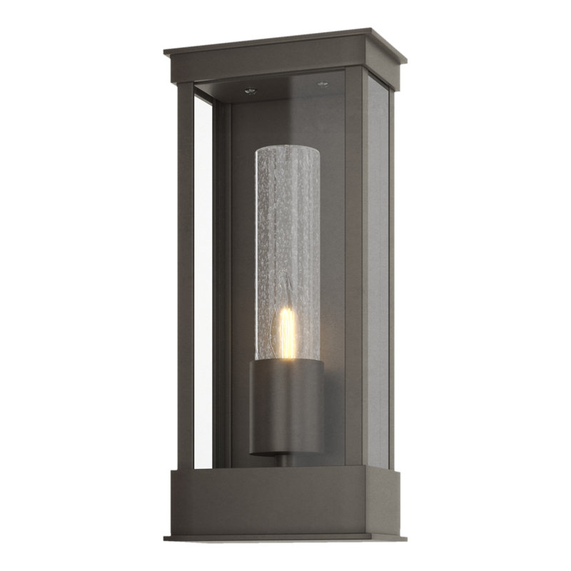 Portico Outdoor Wall Lantern, 14.8" H x 6.3" W x 4" D, Seeded Clear Glass, Oil Rubbed Bronze