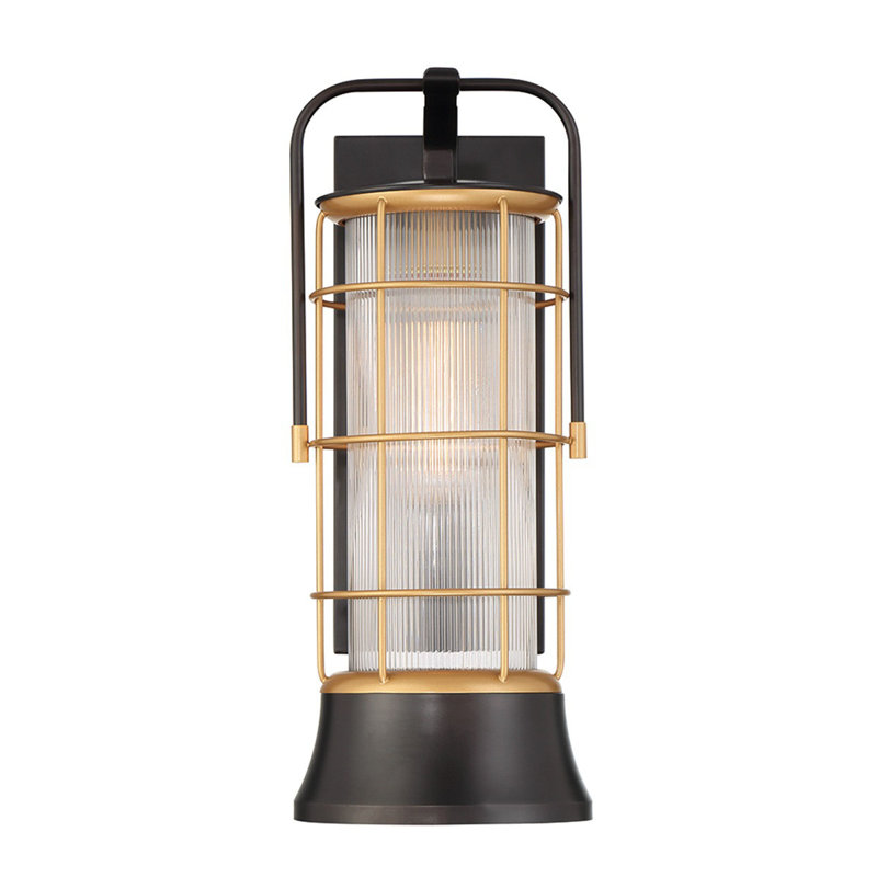 Rivamar 1 light Lantern in Oil rubbed bronze + gold, 20.25" H x 8" W x 9.50" D