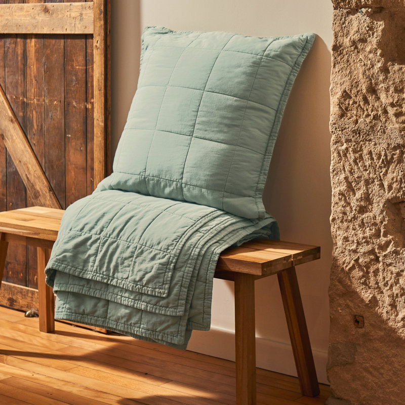 Laundered Cotton Throw Blanket, Sage