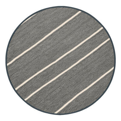 Washable Stone Gray Cream Striped Area Rug