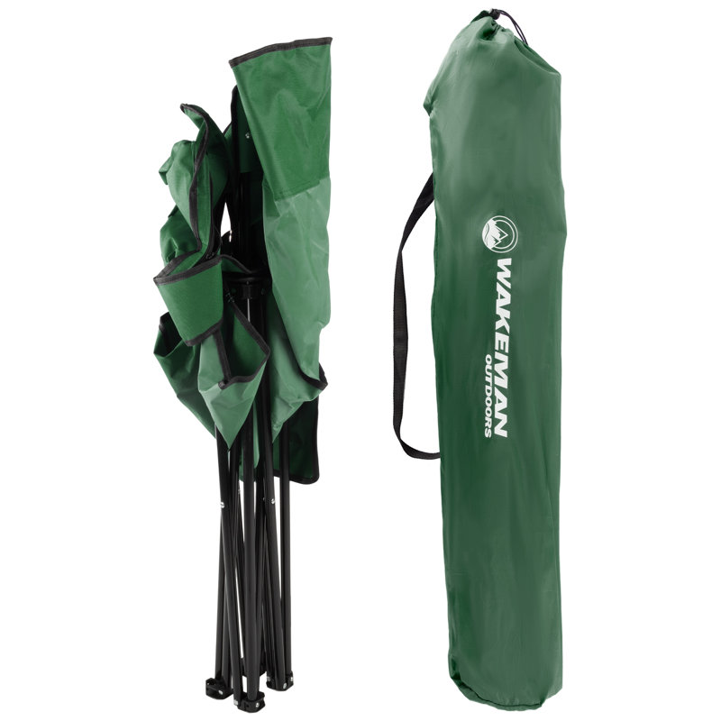 Wakeman Oversized Camping Chair with Cupholder and Cooler- Folding Chair with 300lb Capacity, Green