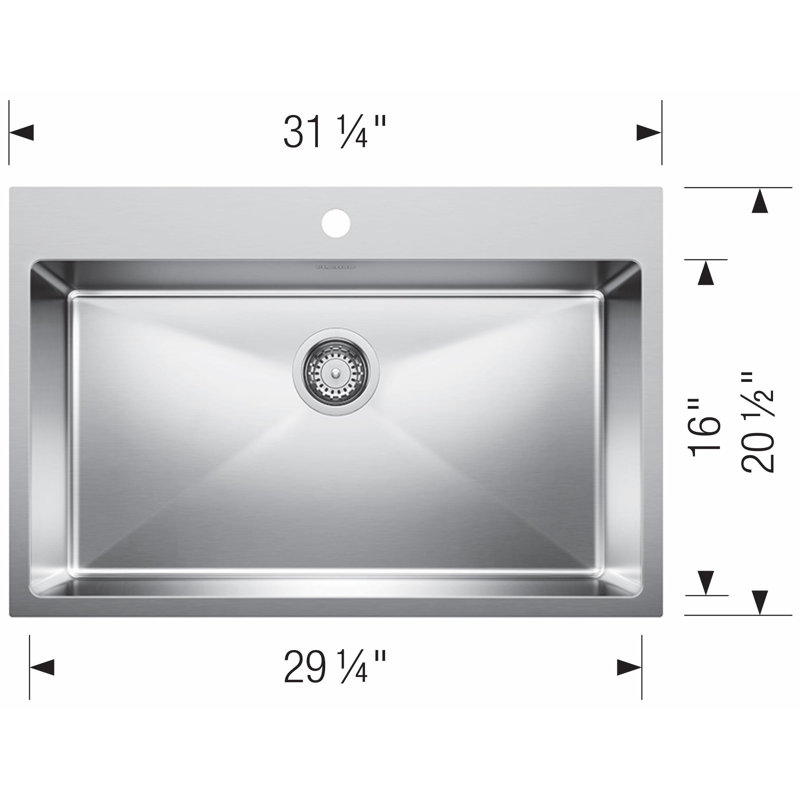 Évier de cuisine en acier inoxydable à fixation double 31 po Quatrus R15