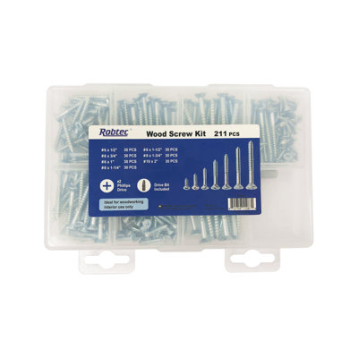 211 Pieces Wood Screw Kit