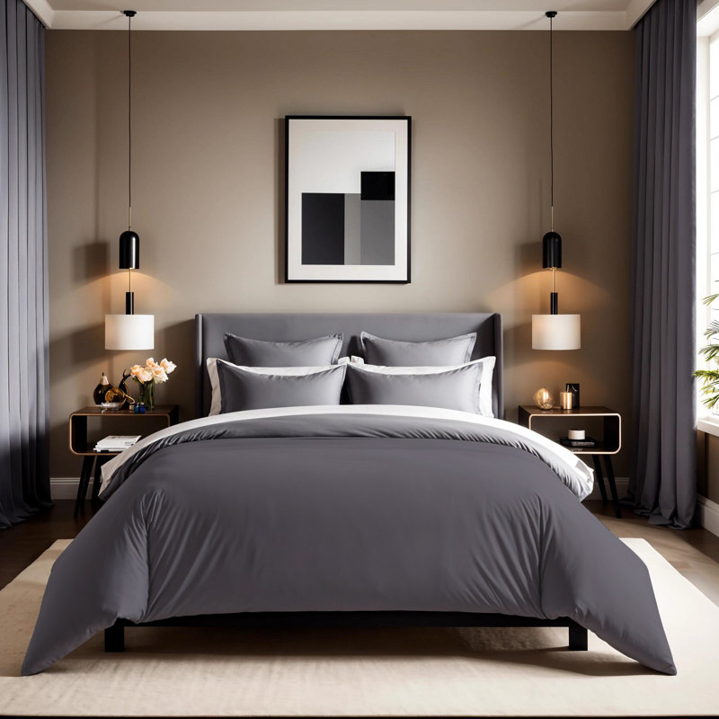 Premium Dark Grey Ranforce Quilt Cover, 53.1 x 78.7 inches | 100% Cotton, 155 Thread Count, Button Closure | Machine Washable at 86°F | Soft, Durable, Perfect for Stylish Bedroom Décor & Comfort