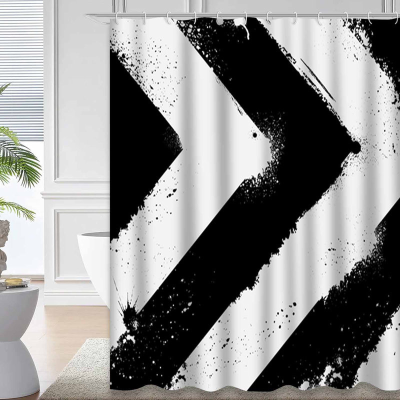 Rideau de douche abstrait avec 12 crochets, L 72 po x l 72 po