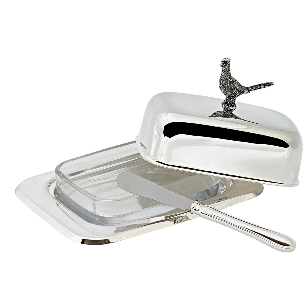 EDZARD Butterdose Fasan mit Messer