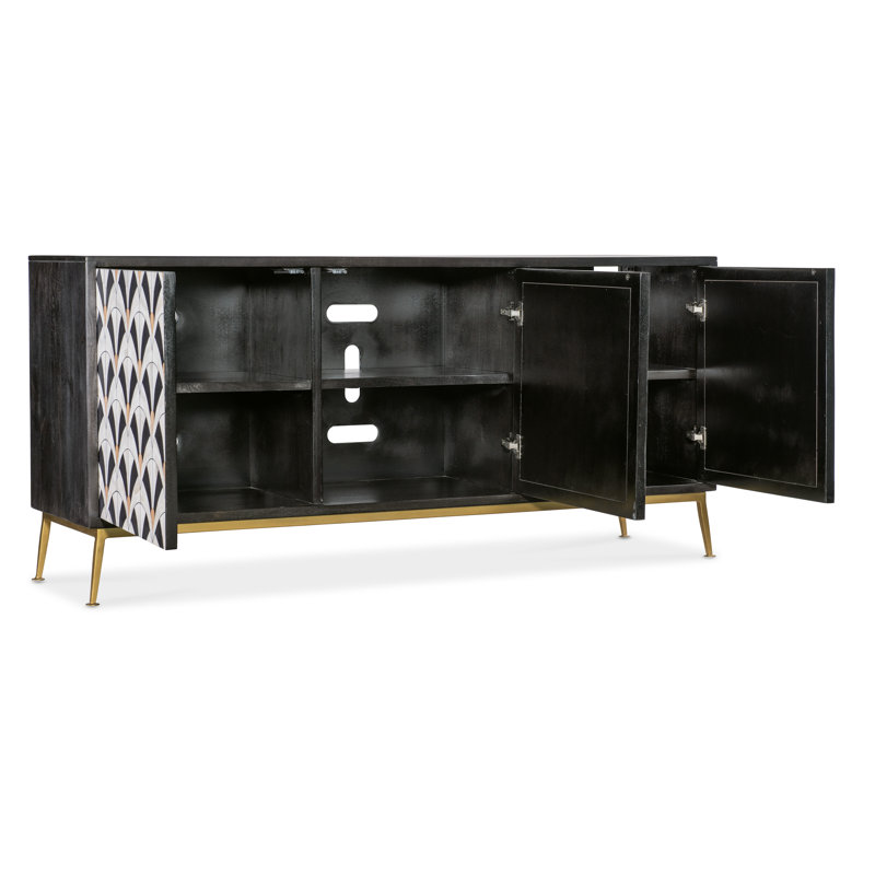 Transitional Black and White Patterned Credenza