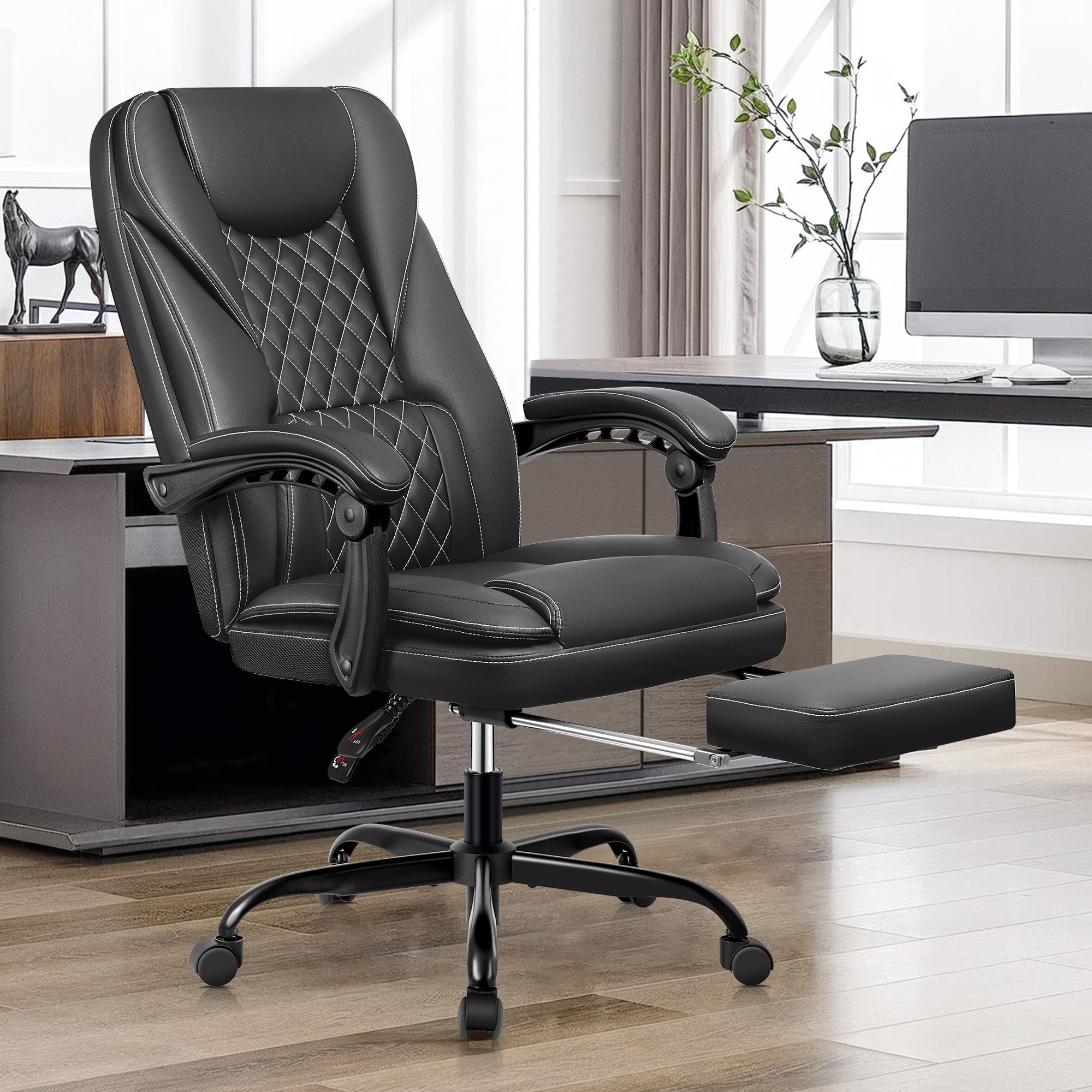 Ebern Designs Mariandale Ergonomic Executive Chair with Footrest ...