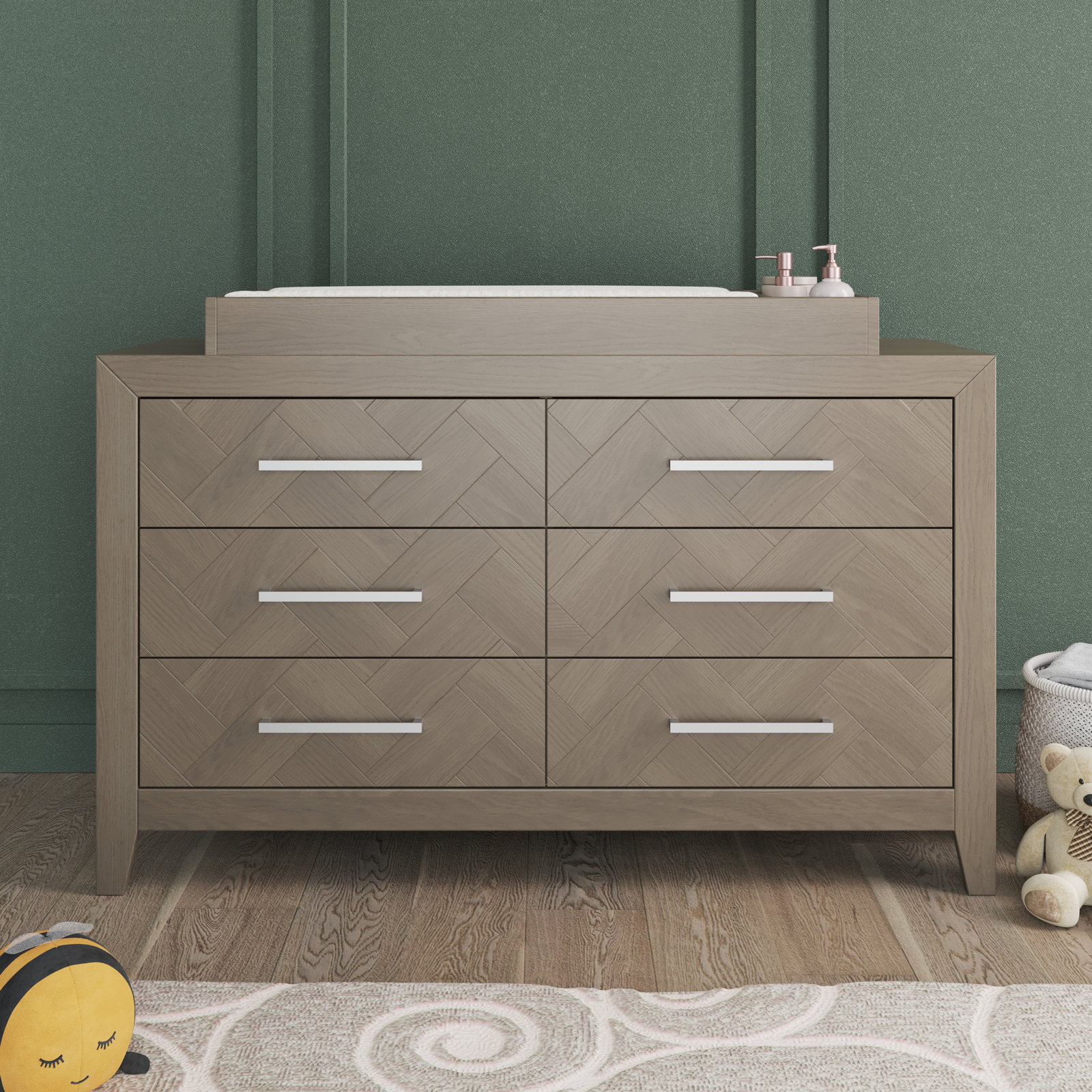 Universal Changing Table Topper, Crescent Gray