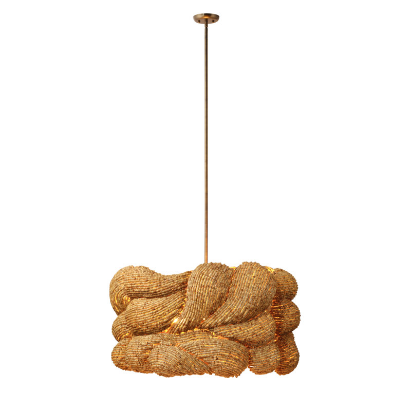 Anguilla 6-Light Wood Beaded Chandelier, Natural, Natural