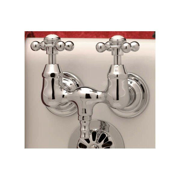 Robinet de baignoire à pattes murale à deux poignées, Chrome