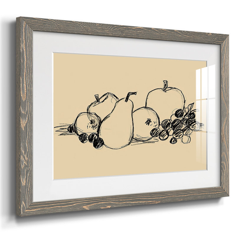 " Graphite Fruit II " Painting Print, Gray