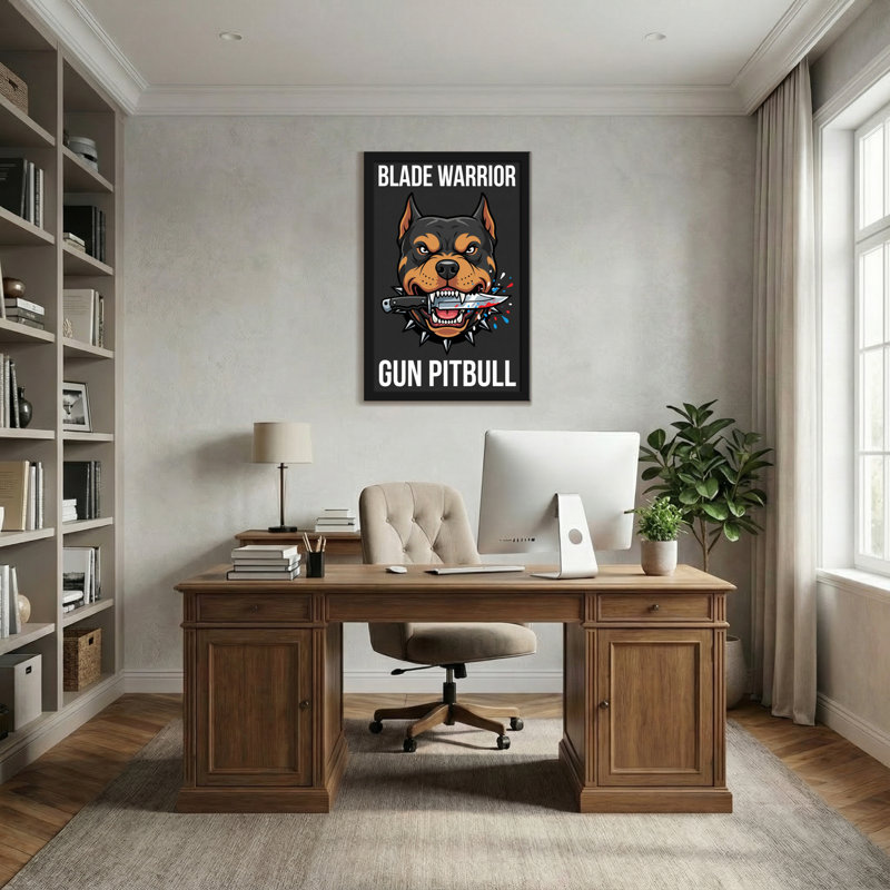 Animaux avec pales Warrior Gun Pitbull avec couteau, H 30 po x l 20 po