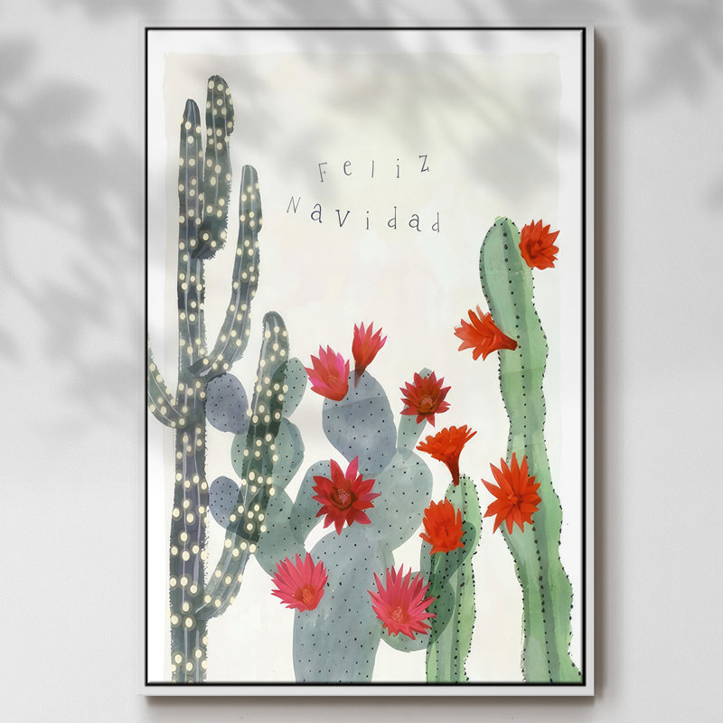 Desert Christmas Cactus II, reproduction d'art sur toile, H 25 po x l 17 po x P 1,5 po, Blanc