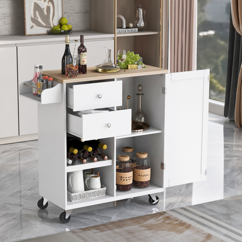 Îlot de cuisine à 2 tiroirs Mariet, Blanc