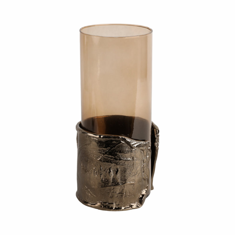 Sagebrook Home 12" Maputo Medium Candle Holder Glass, Brown, 12" H x 6" W x 6" D