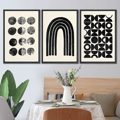 " Line Art Arches And Spiral " 3 - Pieces